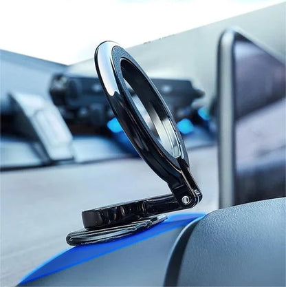 Car Mount Magnetic Ring Holder: Foldable Phone Navigation Stand