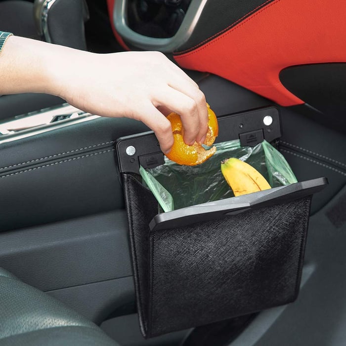 Smart LED Waterproof Car Leather Trash Can