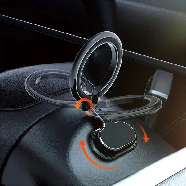 Car Mount Magnetic Ring Holder: Foldable Phone Navigation Stand