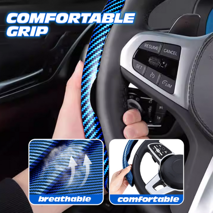 Carbon fiber silicone anti-slip car steering wheel cover universal type