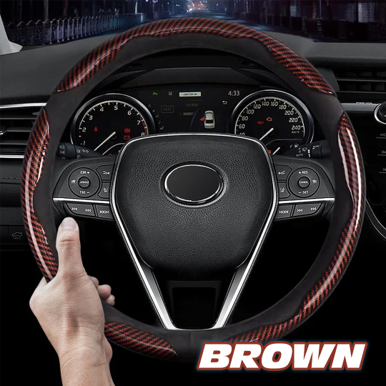 Carbon fiber silicone anti-slip car steering wheel cover universal type