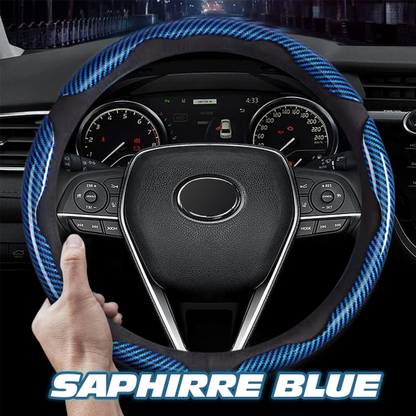 Carbon fiber silicone anti-slip car steering wheel cover universal type