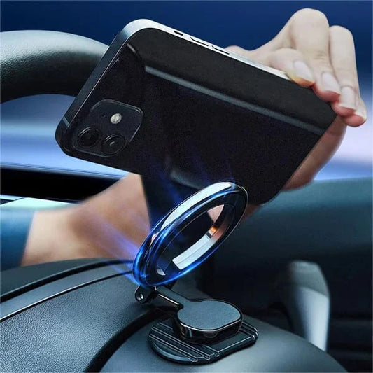 Car Mount Magnetic Ring Holder: Foldable Phone Navigation Stand